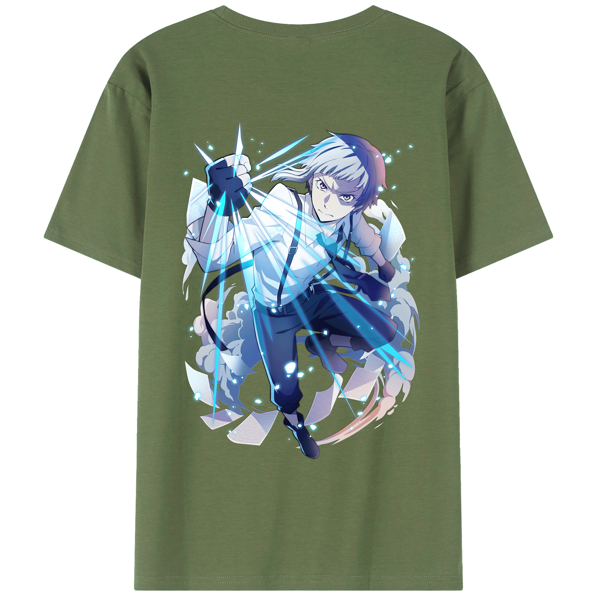 （画像用） 文豪ストレイドッグス Bungo Stray Dogs 綿100％ メンズ半袖Tシャツ（バックプリント） 通気性